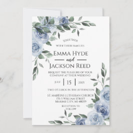 Convite Dusty Blue Floral Wedding