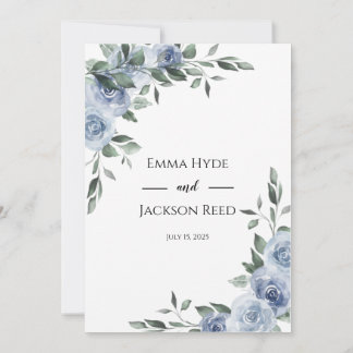 Convite Dusty Blue Floral Wedding