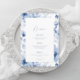 Convite Dusty Blue Floral Wedding Menu Card