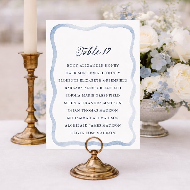 Convite Dusty Blue French Estate Wedding Seating Card  (Criador carregado)