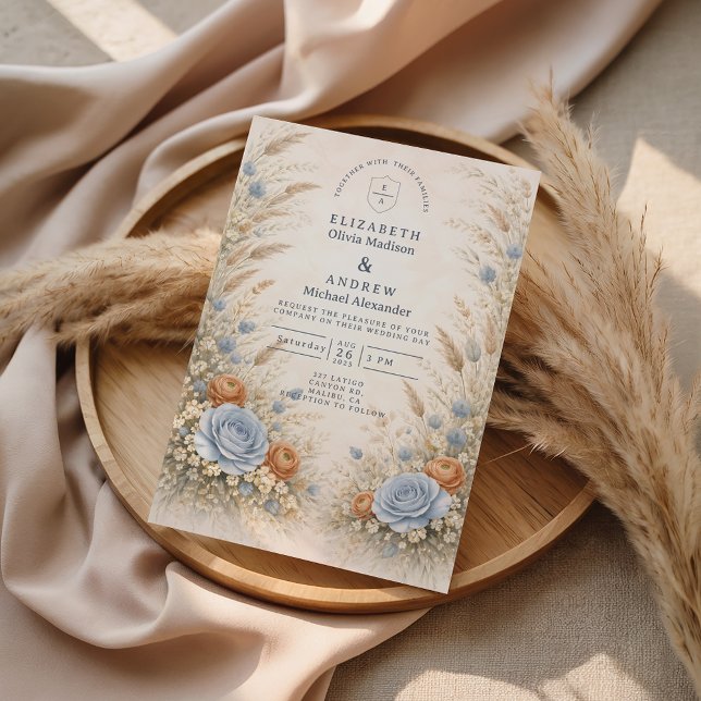 Convite Dusty Blue Garden Wedding (Criador carregado)