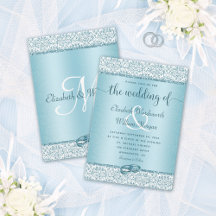 Dusty Blue Glitter Monogramas Casamento