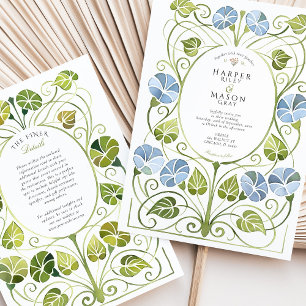 Convite Dusty Blue Greenery Foliage Casamento