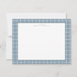 Convite Dusty Blue Grid Frame Note Card