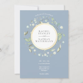 Convite Dusty Blue Laurel Garland Greenery Wedding
