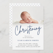 Dusty Blue Manuscrito Script Christening Boy