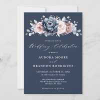 Dusty Blue Mauve Rosa Rosa Slate Floral Casamento 