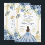 Convite Dusty Blue Mexcian Girl Floral Sweet 16º Aniversár<br><div class="desc">Dusty Blue Mexcian Girl Floral Sweet 16º Aniversário</div>