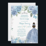 Convite Dusty Blue mexicana Girl Charra Mis Quince<br><div class="desc">Dusty Blue Mexicana Charra Mis Quince Convite Mis Quince Anos,  15 Birthday</div>