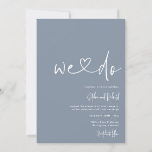 Convite Dusty Blue Minimalist Script Modern Wedn