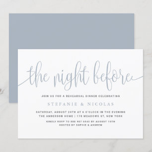 Convite Dusty Blue Na Noite Antes Do Janto De Ensaio