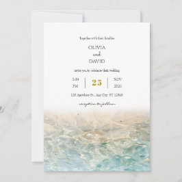 Convite Dusty Blue Ocean Ripples White Sandy Beach Casamen