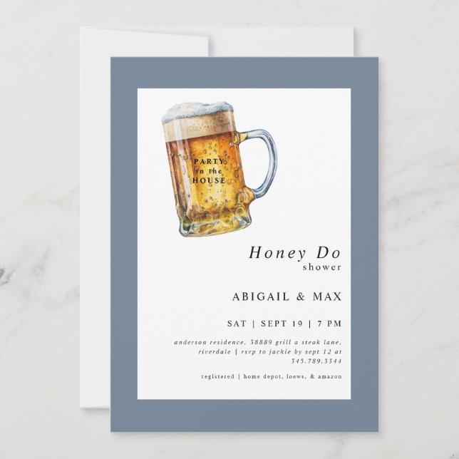 Convite Dusty Blue Party no Chá de Casais (Frente)