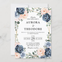 Dusty Blue Peach Blush Floral Geométrico