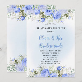 Convite Dusty Blue Peony Blossom Bridesmaids Bruncheids