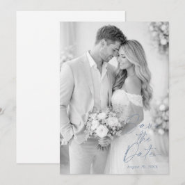 Convite Dusty Blue Photo Save the Date