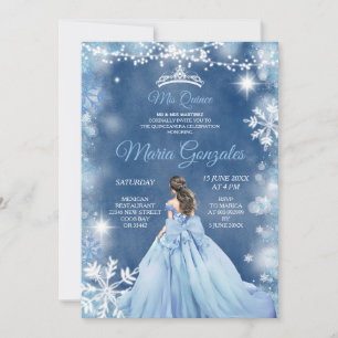 Convite Dusty Blue Princess White Winter Mis Quince