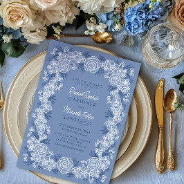 Convite Dusty Blue Romantic Weding