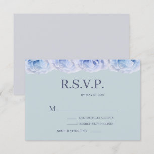 Convite Dusty Blue Rosa Sage Elegant Floral Weding RSVP