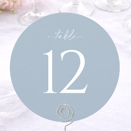 Convite Dusty Blue Round Wedding Table Number