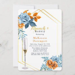 Convite Dusty Blue & Rusty Peony Floral Brunch e Bubble