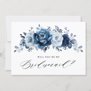 Convite Dusty Blue Slate Marinho Você será minha dona de c