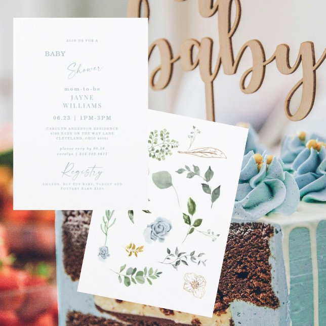 Convite Dusty Blue Spring no Chá de fraldas da Cena (Criador carregado)