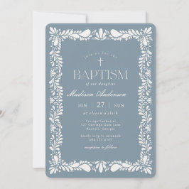 Convite Dusty Blue Talavera Azulejo Fiesta Boy Baptism
