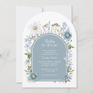 Convite Dusty Blue Tea Party Baby In Bloom Chá de fraldas