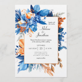 Convite Dusty Blue Terracotta Rust Boho Elegant Wedding