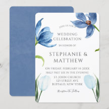 Dusty Blue Tulip Watercolor Casamento de Peony