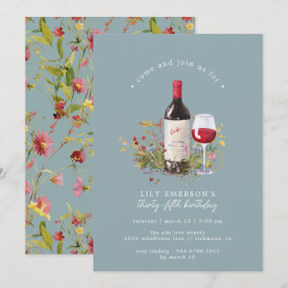 Convite Dusty Blue | Vinho Tinto Qualquer Festa de anivers