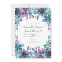 Dusty Blue Watercolor Casamento Floral