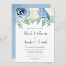 Dusty Blue Watercolor Casamento Floral