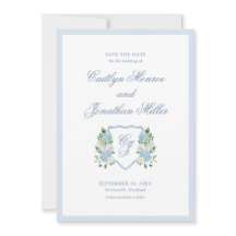 Dusty Blue Watercolor Floral Wedding Save the Date