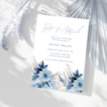 Convite Dusty Blue Watercolor Florals Bat Mitzvah<br><div class="desc">Dusty Blue Watercolor Florals Bat Mitzvah Convite Ver coleção correspondente em Niche e Nest Store</div>