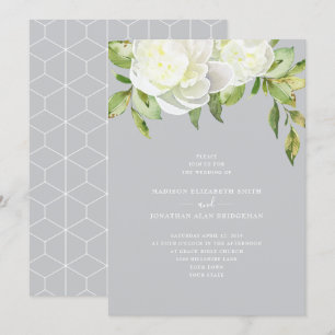 Convite Dusty Blue Watercolor Primavera Floral Peony Casam