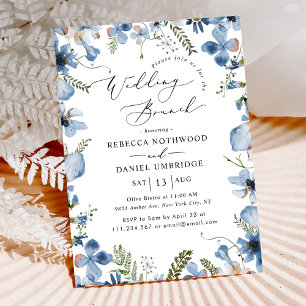 Convite Dusty Blue Watercolor Wedch Brunch