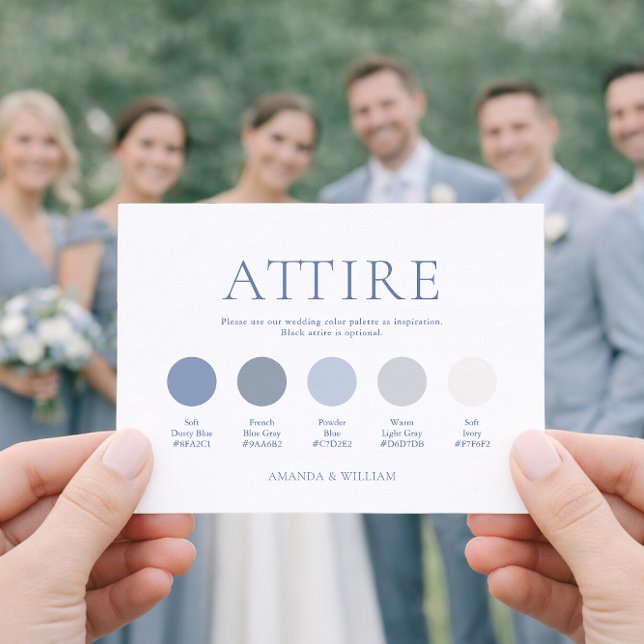 Convite Dusty Blue Wedding Attire Card (Criador carregado)
