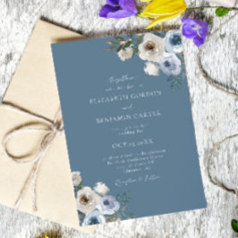 Convite Dusty Blue Wedding Floral Elegante Rustic
