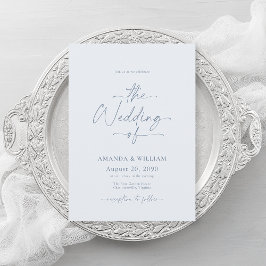Convite Dusty Blue Wedding Invitation with QR Code