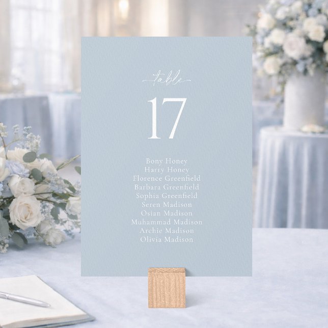 Convite Dusty Blue Wedding Seating Chart Card (Criador carregado)