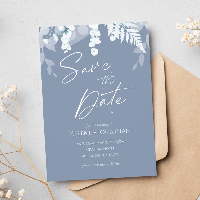 Convite Dusty Blue Weding Save the Date Invitation (Criador carregado)