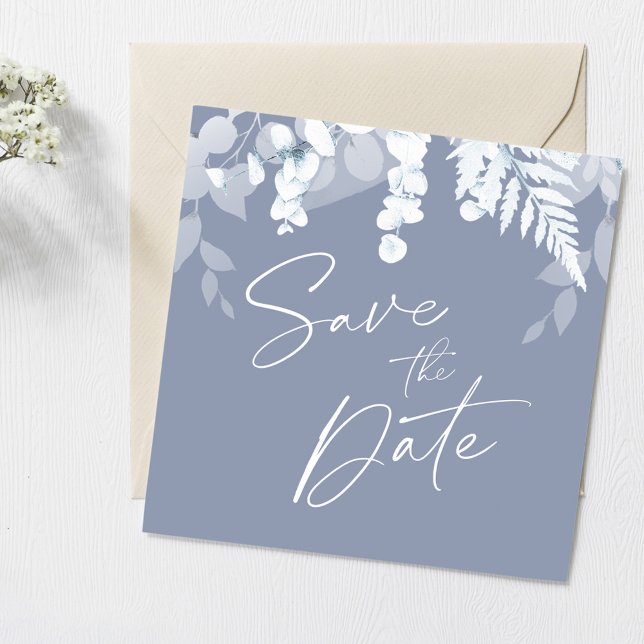 Convite Dusty Blue Weding Save the Date Invitation (Criador carregado)