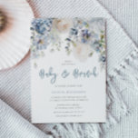 Convite Dusty Blue & White Floral Chá de fraldas Brunch<br><div class="desc">Convite Brunch para Chás de fraldas Floral Branco e Azul - Também disponível como Convite Digital Ver coleção correspondente em Niche e Nest Store</div>