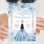Convite Dusty Blue & White Mis Quince 15 Anos Silver Crown<br><div class="desc">Quinceañera Dusty Blue & White Silver Crown Invitation Mis Quince 15 Anos,  16º aniversário</div>