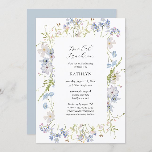 Convite Dusty Blue Wildflower Bridal Lunchee (Criador carregado)