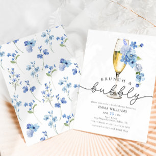 Convite Dusty Blue Wildflower Brunch Chá de panela espuman