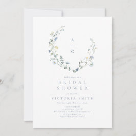 Convite Dusty Blue Wildflower Rustic Chá de panela