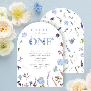 Convite Dusty Blue Wildflower Transformando Um primeiro an